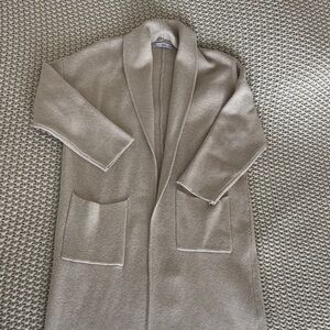 Mango - Women's Tan Open Front Coat